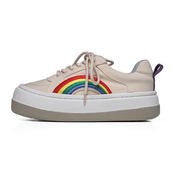 

Lace-up Ladies Shoes Comfortable Flats Platform Sneakers Women Casual Shoes Rubber Flats Vulcanized Shoes Autumn Women Shoes