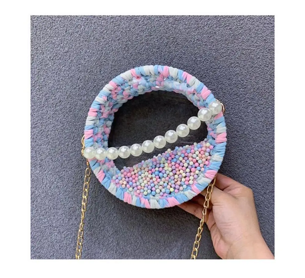 

Limited Hand Woven Light Carrying Sweet Round Acrylic Transparent Chain Messenger Bag