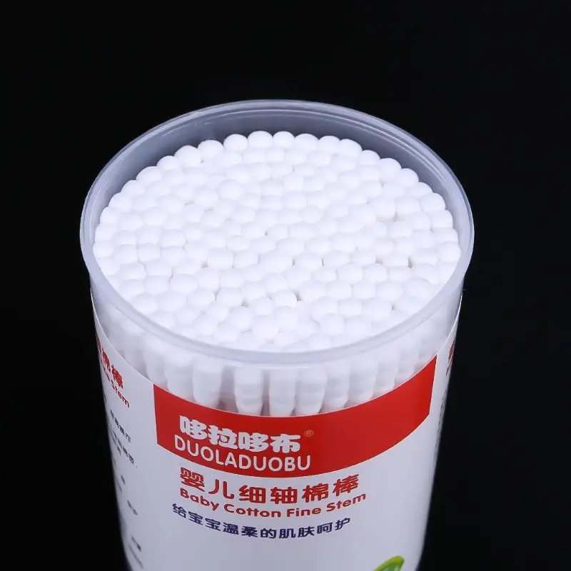 180Pcs Baby Swabs Cotton Double End Swab Disposable Thin Stick Cleaning Tools H37A