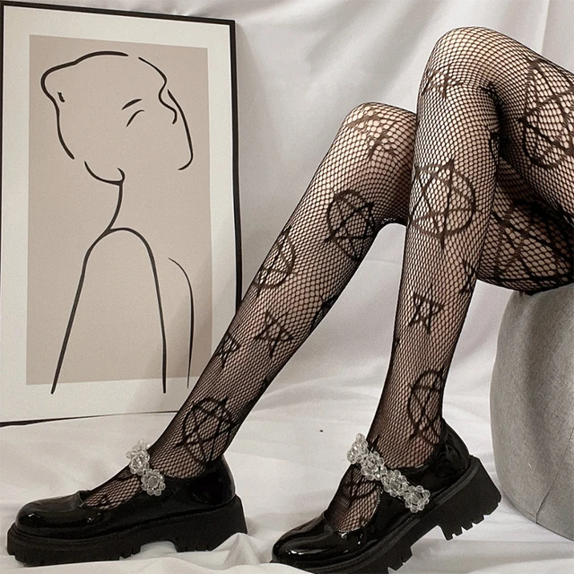 1pc Lace Tights For Women, Hollow Out Floral Sheer Pantyhose, Lolita Style  ,fashionable & Cute, Breathable, White, Adult Size