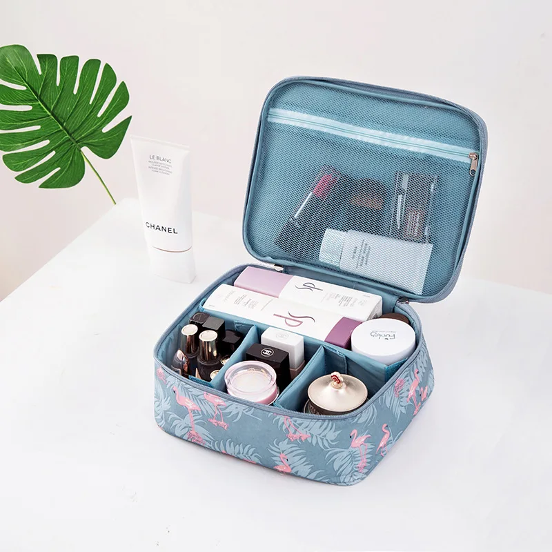 

1 pcs Flamingo Portable Cosmetics Bag Detachable Interlayer Organizer Makeup Storage Bags Makeup Bag With Handle Travel Storage