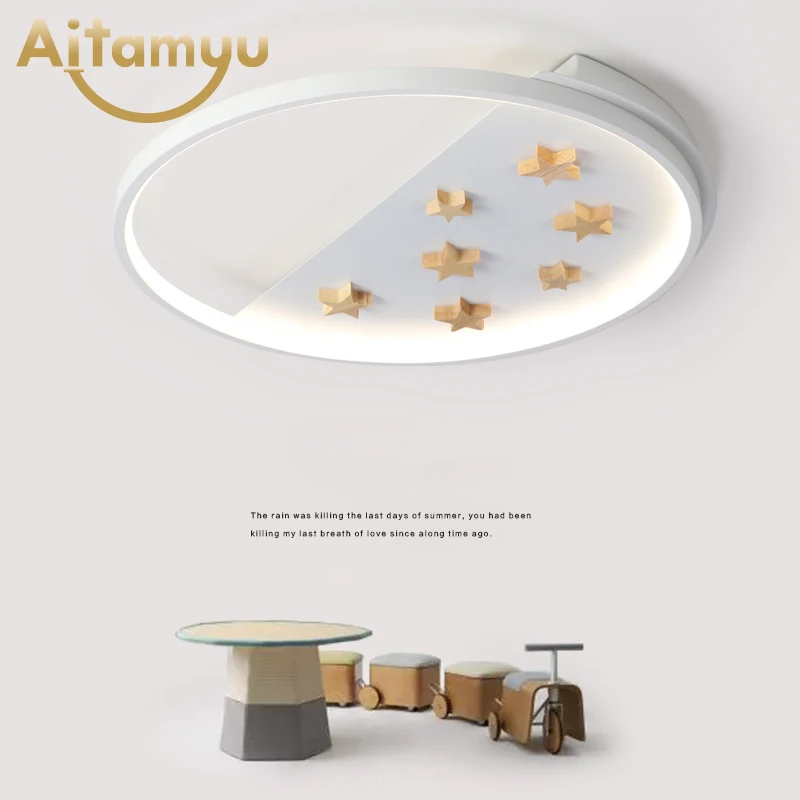 

LED Round Ceiling Lights Nordic Style Ceiling Mounted Lamp For Bedroom Dining Living Room Wooden Kitchen Lighting Fixture
