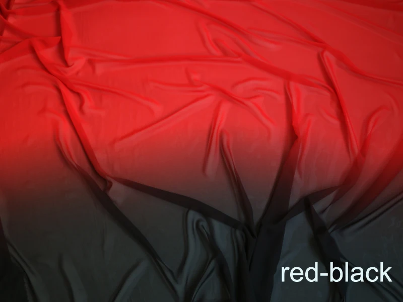 Tela de gasa con gradiente Gradual, tejido transparente de Color sombreado, Material para vestido de baile, 100cm x 145cm, 100D, negro-rojo, 2 tonos - Imagen 2