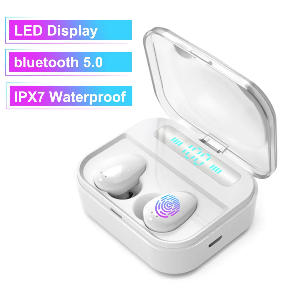 TWS светодиодный дисплей bluetooth 5,0 беспроводные наушники сенсорные наушники IPX7 Водонепроницаемая гарнитура с зарядным устройством 2200 мАч для всех телефонов