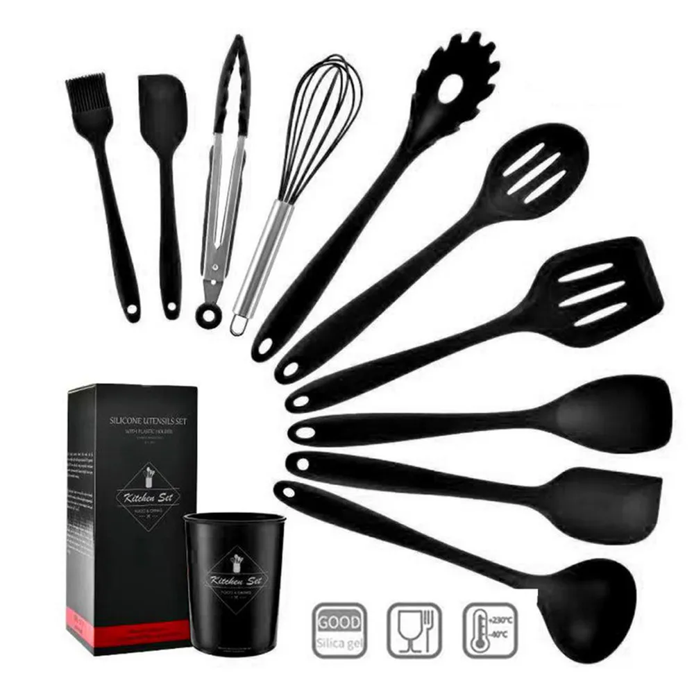 12 Pcs Pink Cooking Kitchen Tools Set Silicone Utensils 12 Pcs Pink Cooking Kitchen Tools Set
