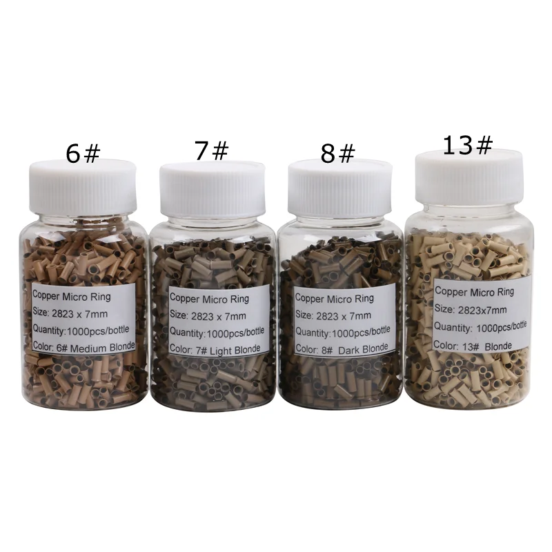 1000 Flared copper rings 2.8mm*2.3mm*7mm copper tubes Micro Rings/links/beads Hair Extension Tools 8 colors available