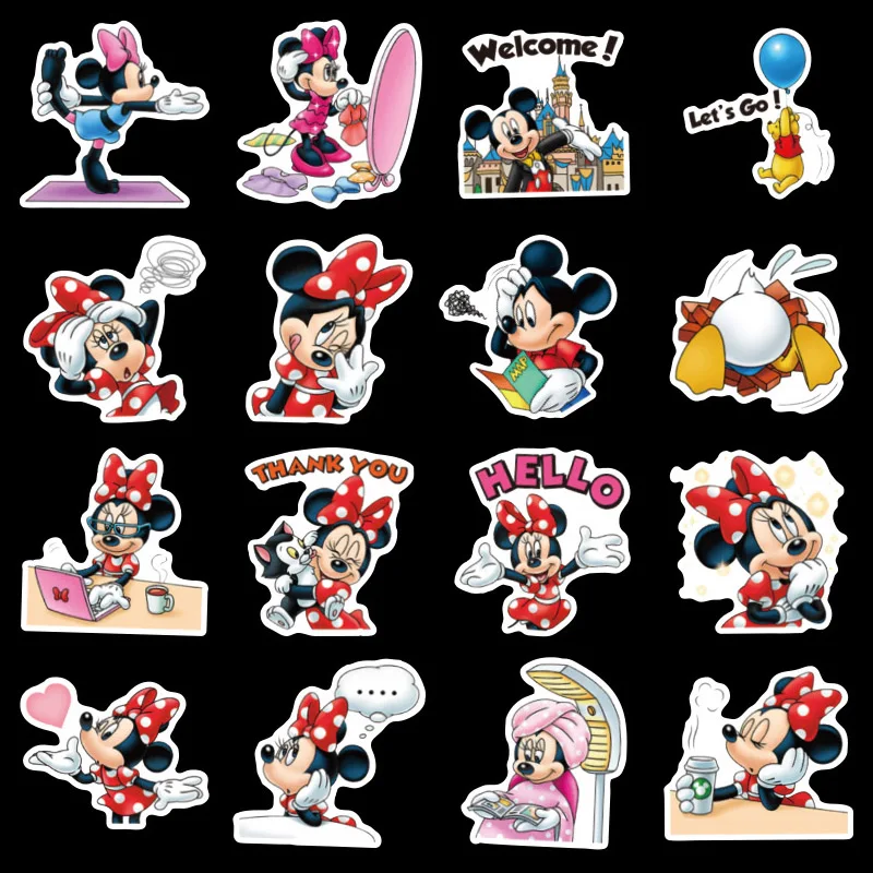 80 Pcs Mickey Mouse Disney Stickers Albums Graffiti Laptop Skateboard Luggage Guitar Bicycle Children Stitch Decal Sticker