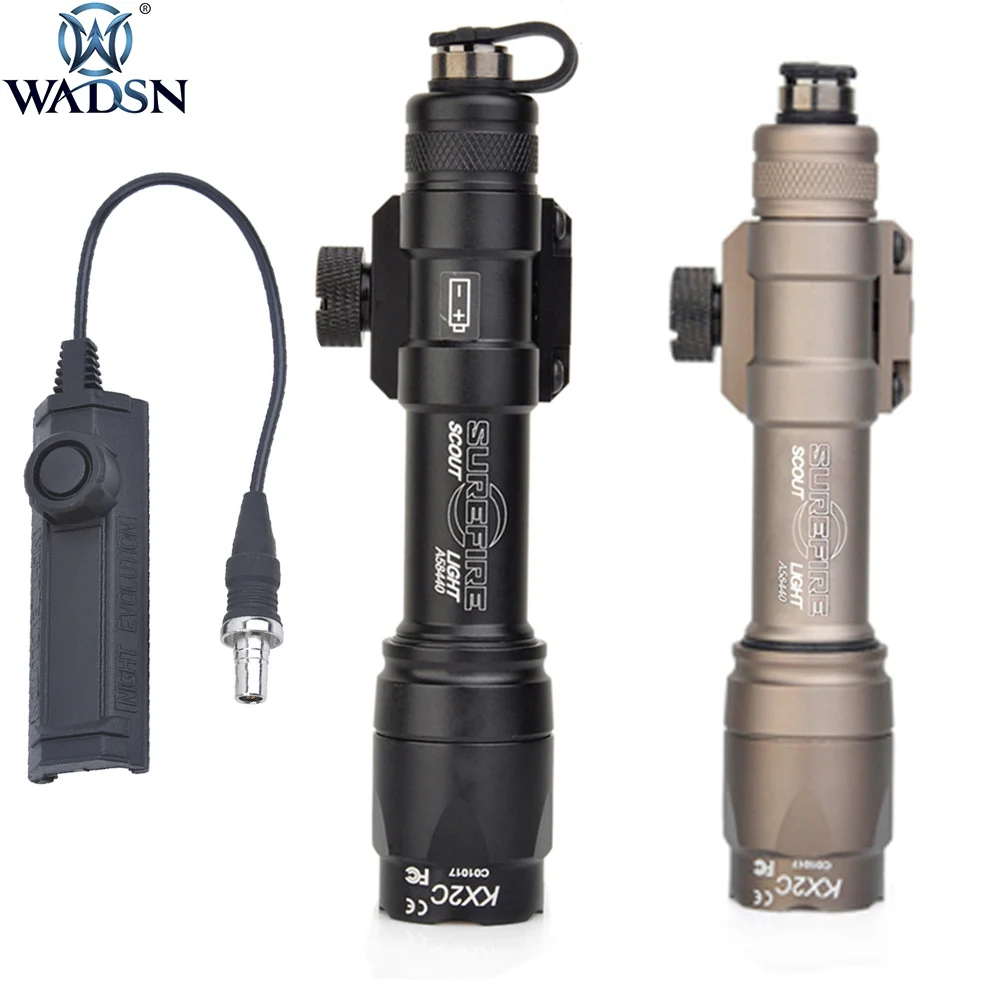 Lanterna com Softair Wadsn Airsoft Surefir Arma Tocha Scout Luz Led 340 Lúmen Tático Rifle Dupla Função Interruptor M600c