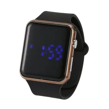 

Personality LED Silicone Watch Square Spot Black Mirror Student Fashion Watch