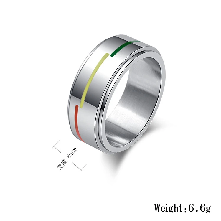 8MM Width Rotate Rainbow flag Ring Homosexual Pride Stainless Steel Ring Couple Jewelry Dropshipping