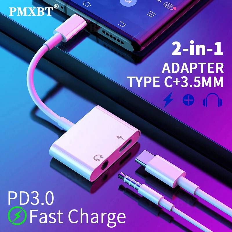 Переходник для наушников PMXBT с Type C на 3 5 мм 2 в 1 зарядный преобразователь типа Aux