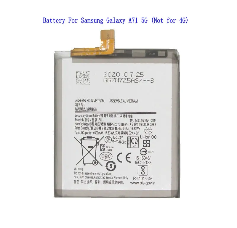 1x New 4500mAh Repalcement Battery For Samsung Galaxy A71 5G (Not