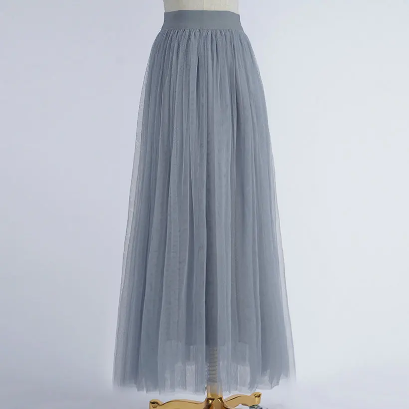Длинная юбка Pileli Midi Boy Etek siyah ørgju etek - Color: Gray