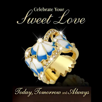 

FDLK Luxury Blue Plum Blossom Rhinestone Ring For Women Fashion Jewelry Gold Color Butterfly Crystal Flower Finger Rings
