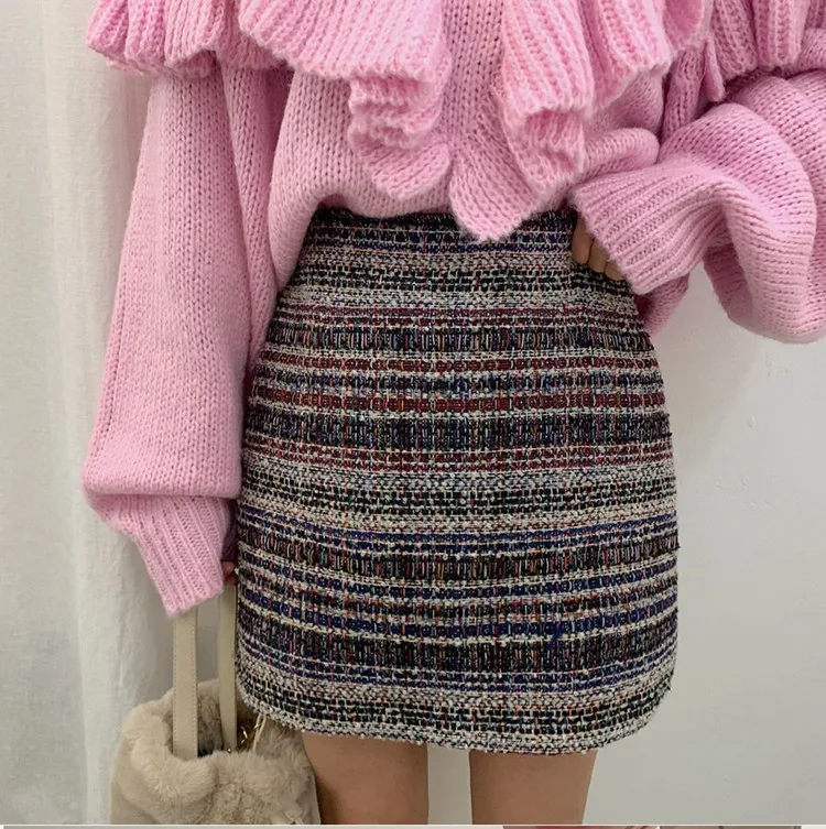 HAMALIEL, корейский шик, розовый вязаный пуловер, джемпер, модный, Осень-зима, с оборками, рукав-фонарик, свободный, теплый свитер, топы