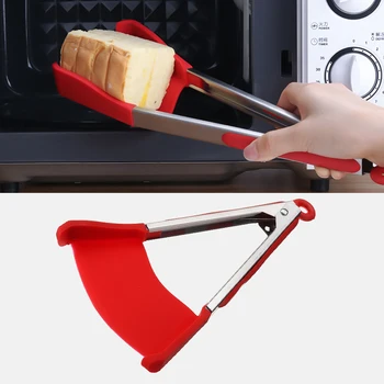 

2 in 1 Non-Stick Heat Resistant Stainless Steel Frame Smart Kitchen Spatula and Tongs Silicone Tongs Kitchen Tools Gadget
