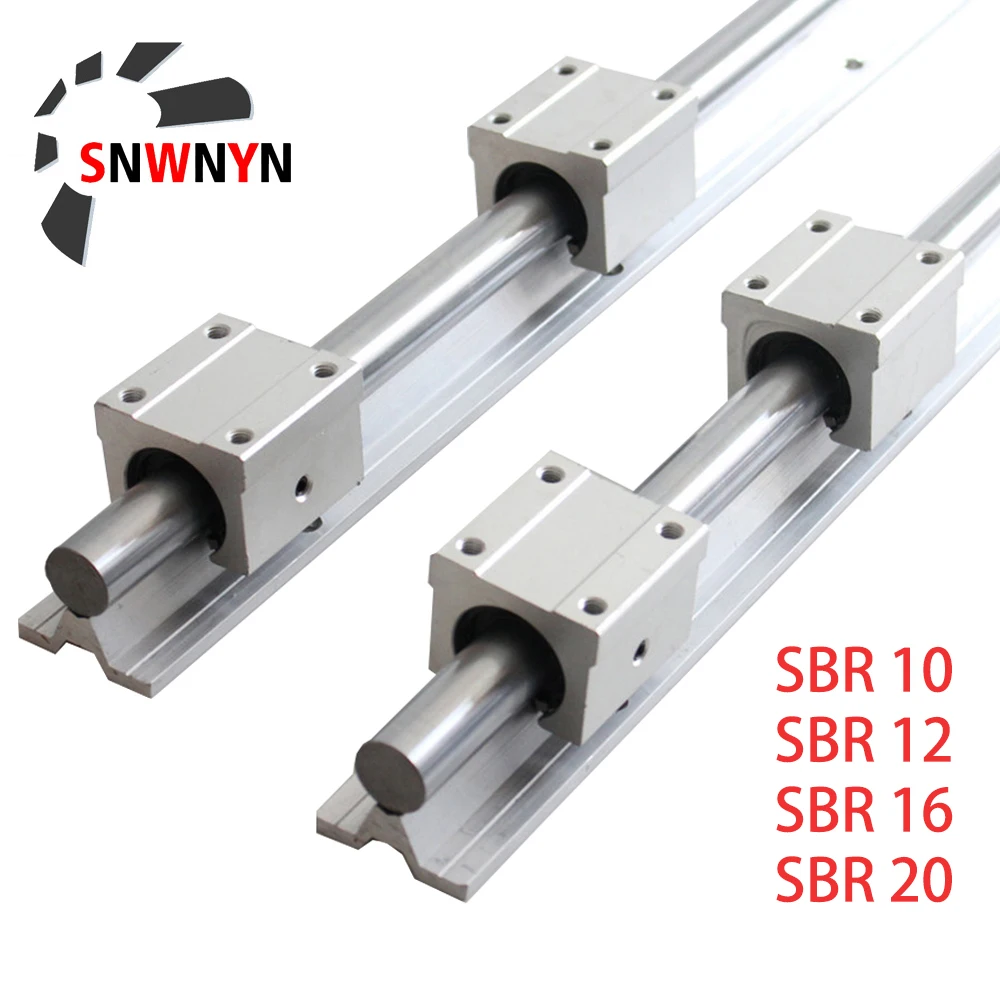 2pcs/Set SBR10 SBR12 SBR16 SBR20 Linear Guide Rail Slide Shaft Rod Any Length With 4pc Linear Bearing Blocks For CNC Router Part