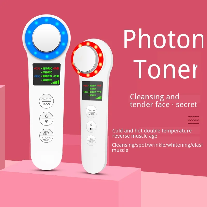  Hot Cold Photon Therapy Facial Massger Led Beauty Vibrating Machine Blue Red Light Mesotherapy Slim - 4000579992396