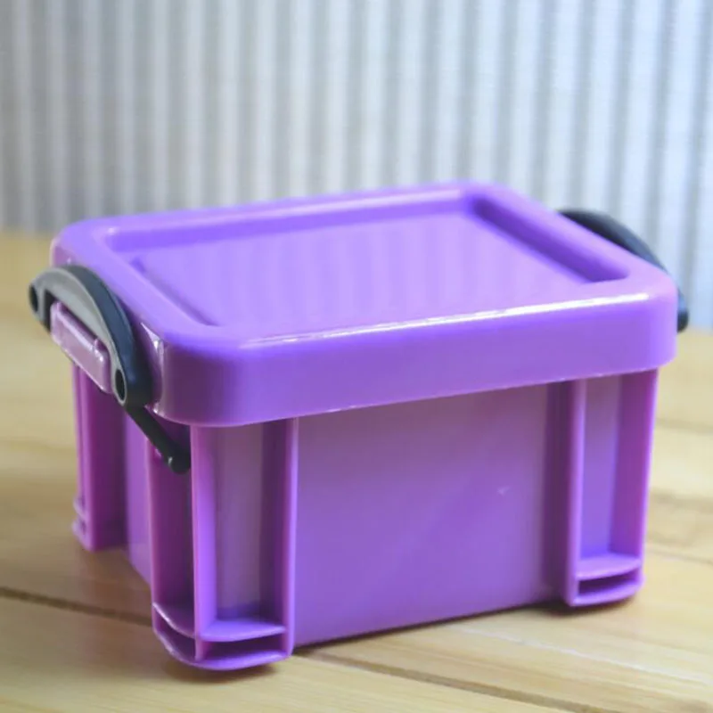 Purple Мини пластиковый ящик для хранения с пряжкой, домашний контейнер, органайзер W/контейнер - Цвет: Purple