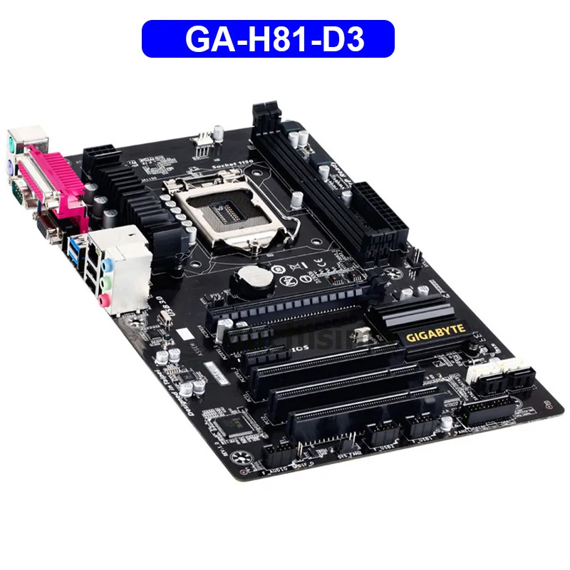 Оригинальная Материнская плата Gigabyte GA-H81-D3 LGA 1150 DDR3 H81-D3 для I3 I5 I7 16 Гб USB3.0 H81 рабочего стола материнской платы Восстановленное