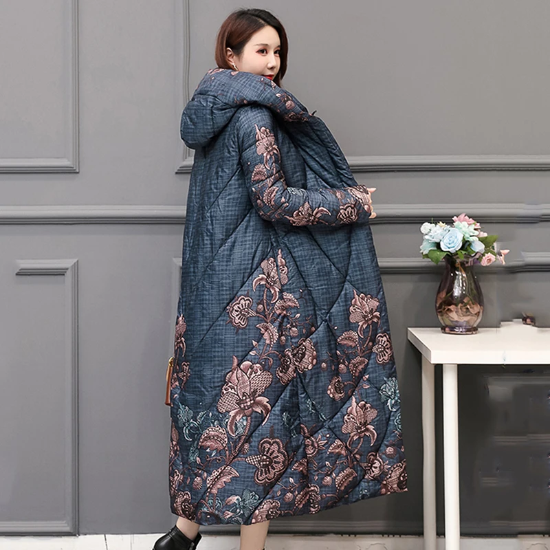 Chinese Style Women's Winter Down Jacket X-long