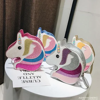 

Fashion Dream Unicorn Sequin Pu Laser Girl's Chain Purse Shoulder Bag Tote Crossbody Mini Messenger Bag Women Flap Bolsa Handbag