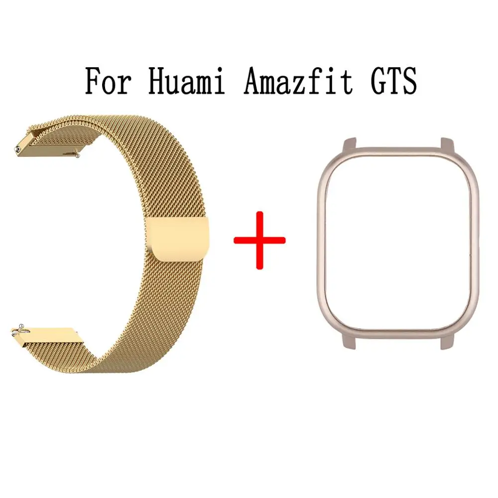 Package 4 Для Xiaomi Huami Amazfit GTS Smart Watch Band 2в1 металлический браслет+ PC чехол для Amazfit GTS Миланский ремешок на запястье защитный чехол - Цвет: Package 4