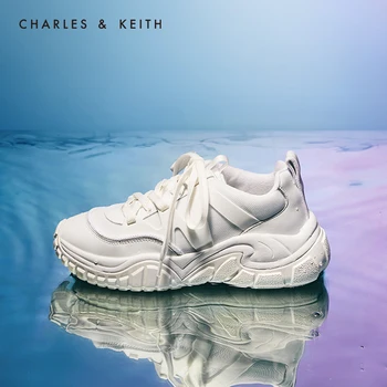 

CHARLES＆KEITHNew Arrival for Summer 2020CK1-71700054Women Sneakers lace-up solid color concise style shoes Dorky dad shoes