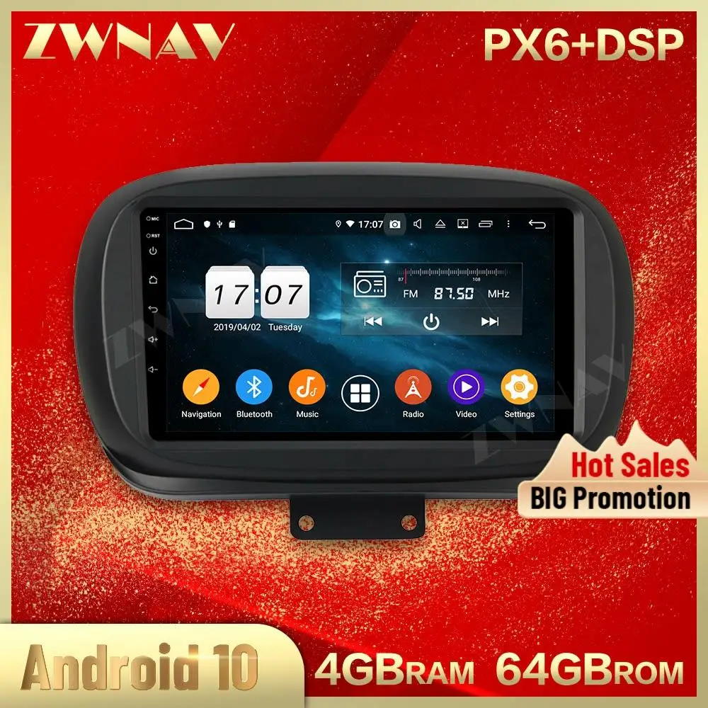 PX6 Android10.0 screen car multimedia player for Fiat 500X 2014 2015 2016 2017-2019 GPS audio radio stereo wifi BT head unit | Автомобили