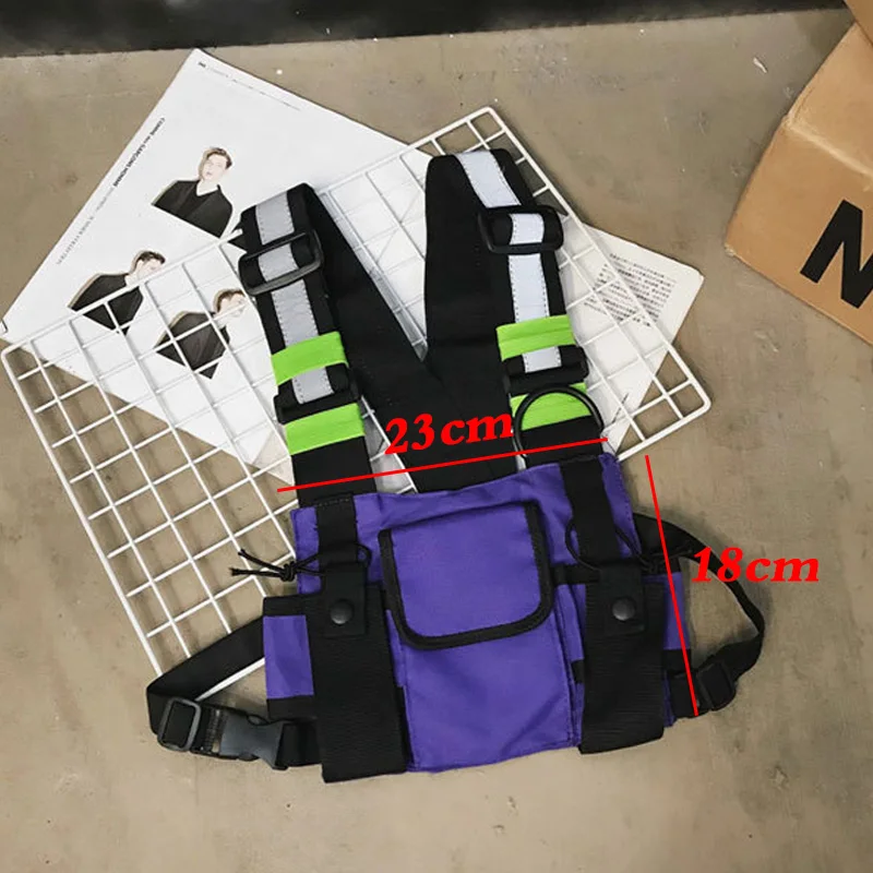 Мужская тактическая сумка-жилет в стиле хип-хоп, многофункциональная сумка унисекс для груди, Новое поступление, светоотражающая сумка через плечо