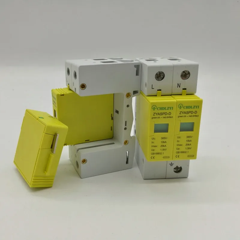 

DC 1000V 500V 20KA~40KA 2 P 2 pole SPD House Surge Protector Protective Low-voltage Arrester Device 35mm din rail