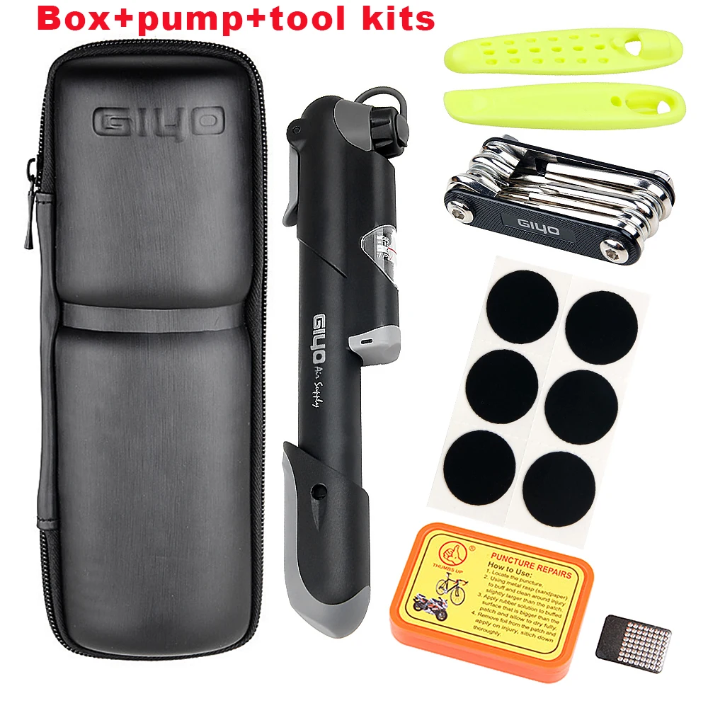 Box pump tool kits Набор для ремонта велосипеда, переносная коробка, комплект для крепления шин, Сумка с насосом для шин, многофункциональные инструменты, комплект для ремонта шин - Цвет: Box pump tool kits