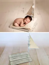 Accessoires de photographie pour nouveau né, vieux voilier rétro, accessoires de tir pour bébé, conteneur de pose, panier en bois blanc