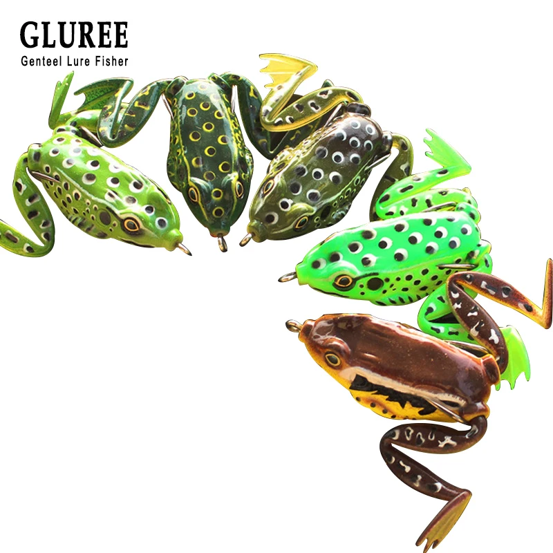 GLUREE Ray Frog Fishing Lure 5cm Silicon Rubber Topwater Artificial Bait Minnow Crank Soft Multicolor Tackle | Спорт и развлечения