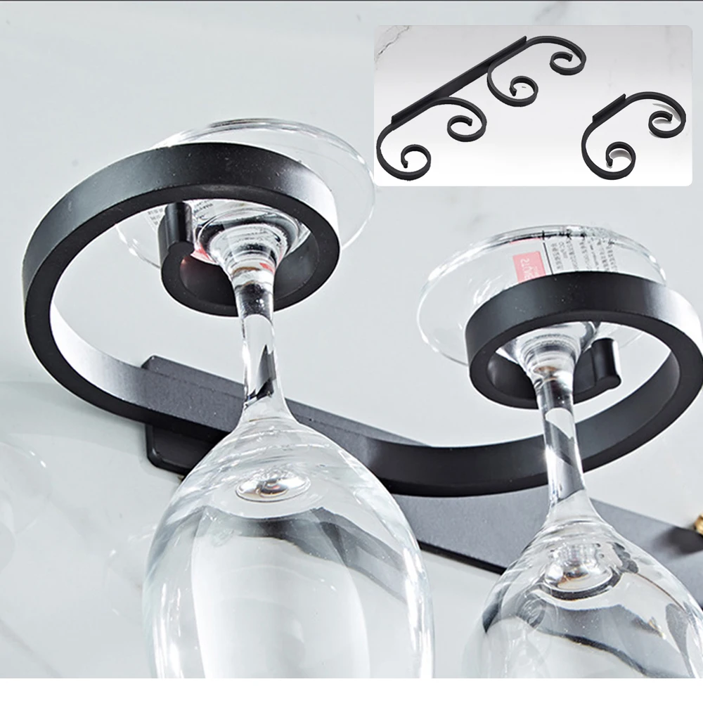 Hanging Metal Wine Glass Holder Goblet Inverted Bracket Kitchen Wall