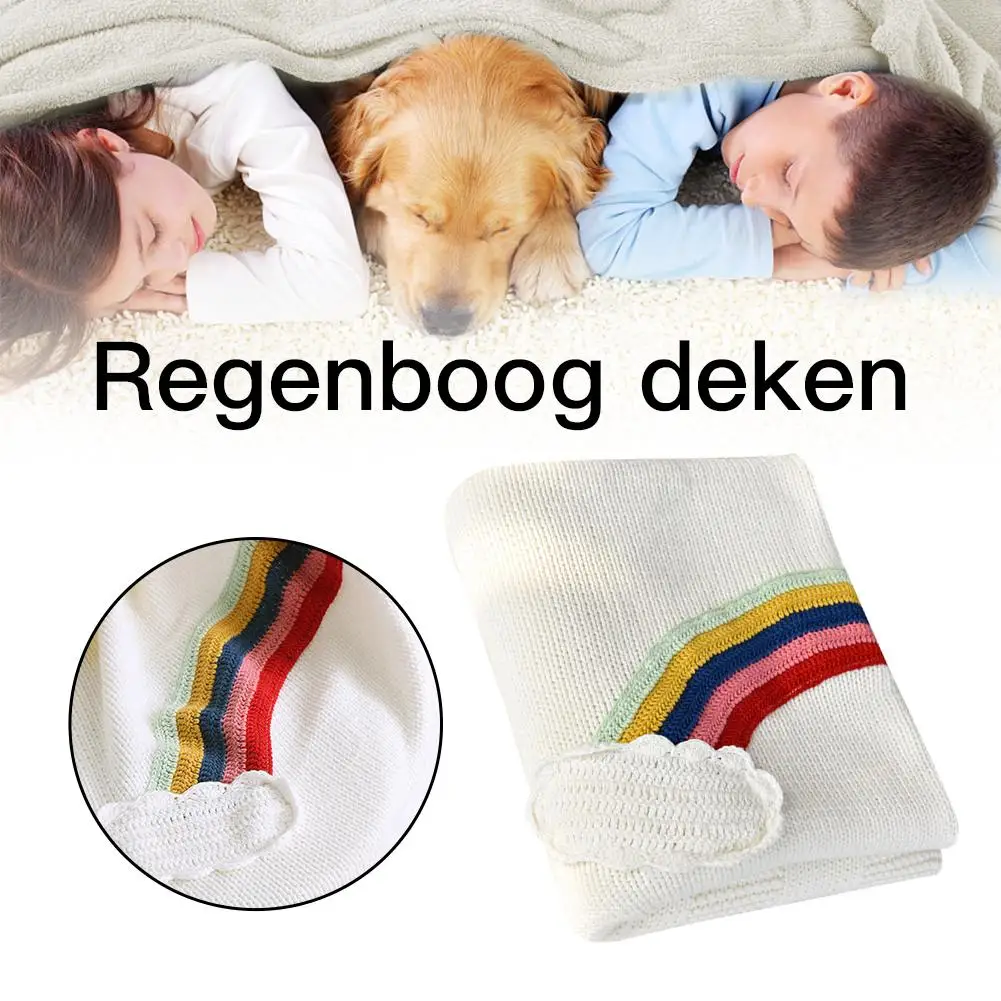 

Pet Dog Knitted Blanket Cute Rainbow Print Dog Cat Bed Mat Dog Cat Air Condition Cover Cushion For Small and Medium Dogs