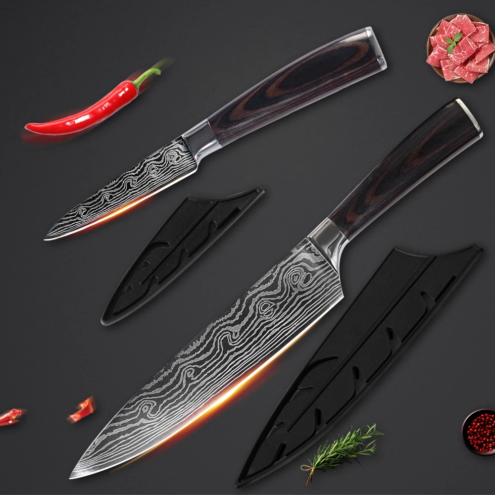 Кухонный нож QING 8 дюймов шеф-повара и 3 5 дюйма ножи для чистки овощей из