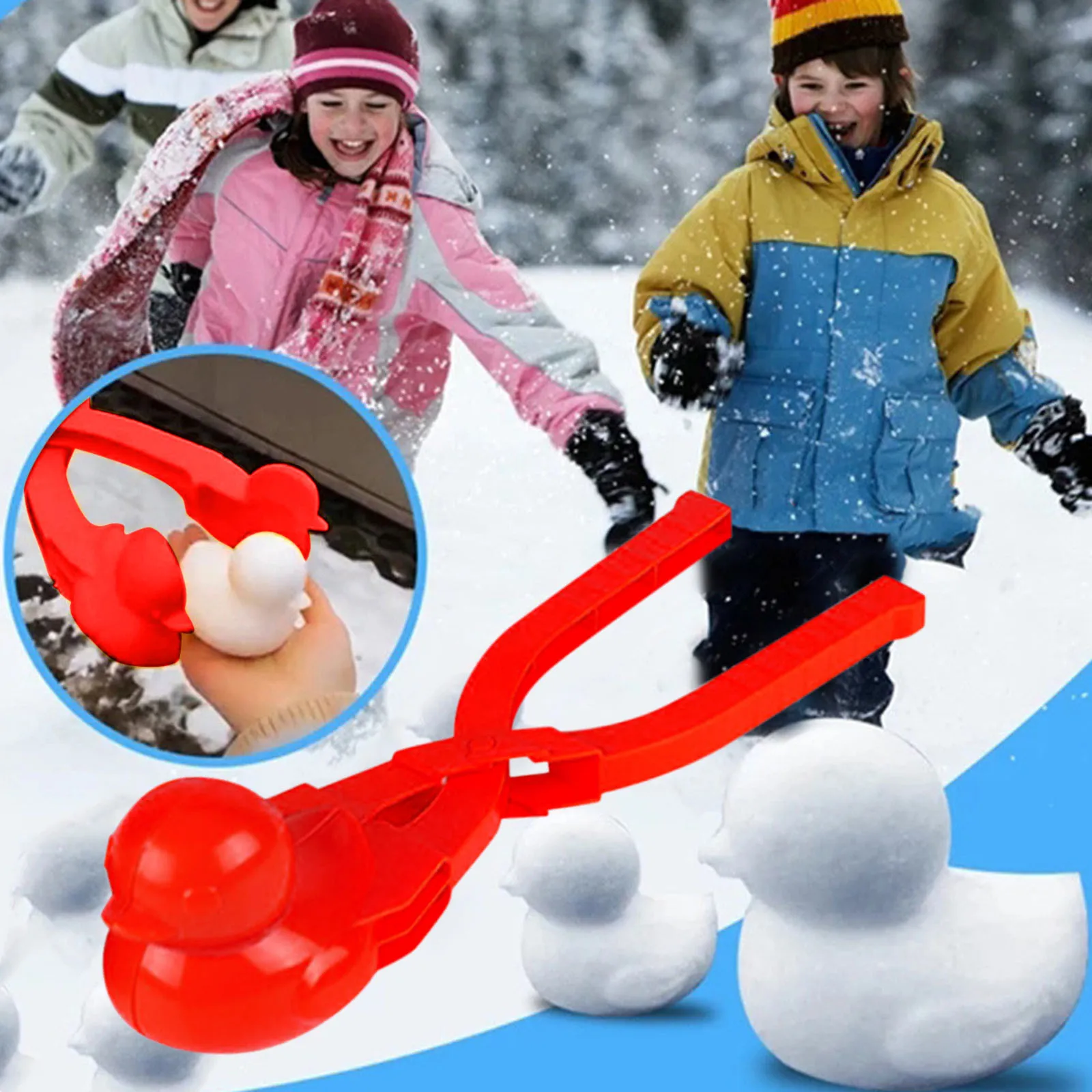 NNGT Juguete para Hacer Bolas de Nieve de Invierno Fabricante de Bolas de Nieve esféricas Pinza para Herramientas de Bolas de Arena muñeco de Nieve con Forma de Pato en Forma de corazón 