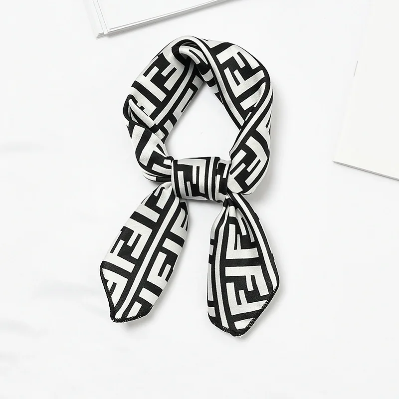 50 см дизайн роскошный бренд леопардовый шарф с принтом для женщин саржевый шелковый шарф небольшие Квадратные платки повязка для головы хиджаб носовой платок - Цвет: 143 twill F white