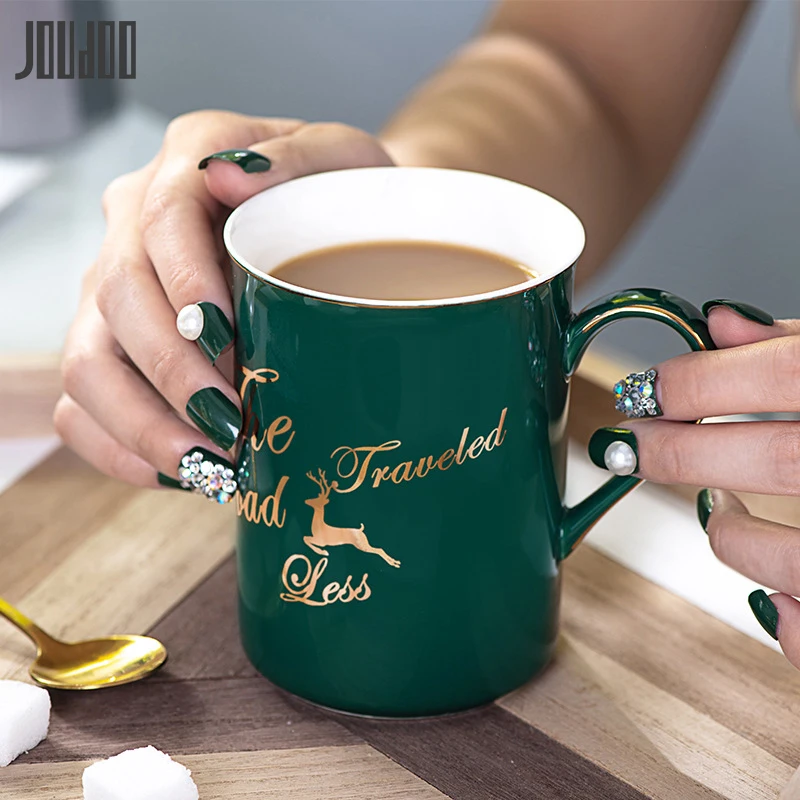 

JOUDOO European Phnom Penh Mugs Couple Lover's Gift Morning Mug Milk Coffee Tea Breakfast Porcelain Cup 450ml 35