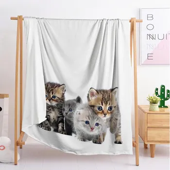 

2020 three kittens animal Custom blankets Large and small size throw blanket tapestry sleeping blanket flannel blanket bedding