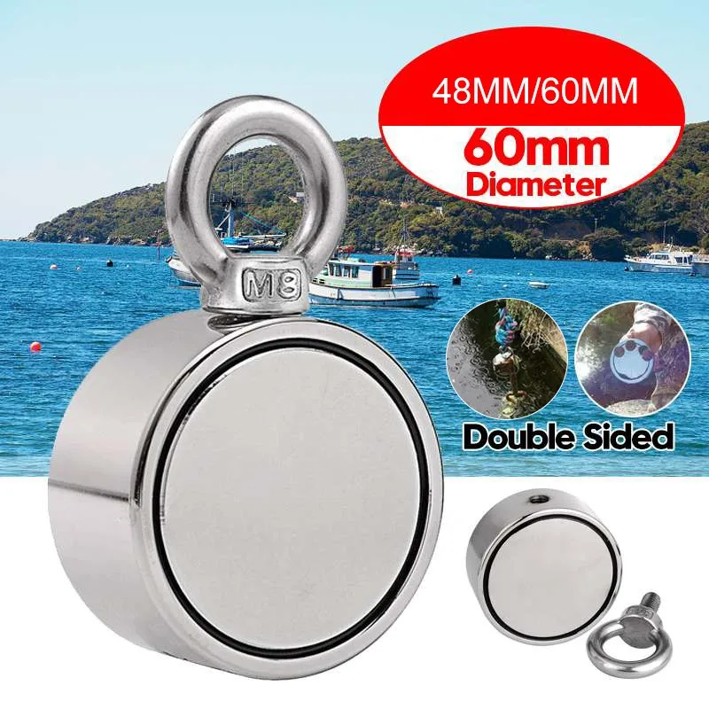Strong Neodymium Magnet Double side Search magnet hook D48 - D74*28mm super power Salvage Fishing magnetic Stell Cup holder |