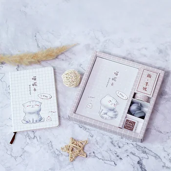 

Cartoon Cat Notebook Planner Journal Student Pocket Notepad Office Supplies School Stationery Set Exquisite Girls Birthday Gifts