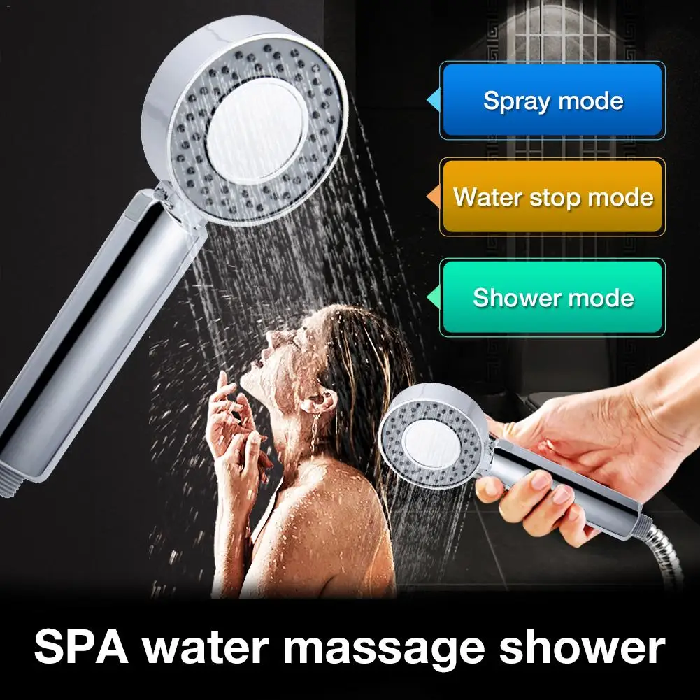 

High Pressure Shower Sprayer Plating Handheld Shower Spray Bath One Button Water Stop Nozzle Double-sided Water Shower Head