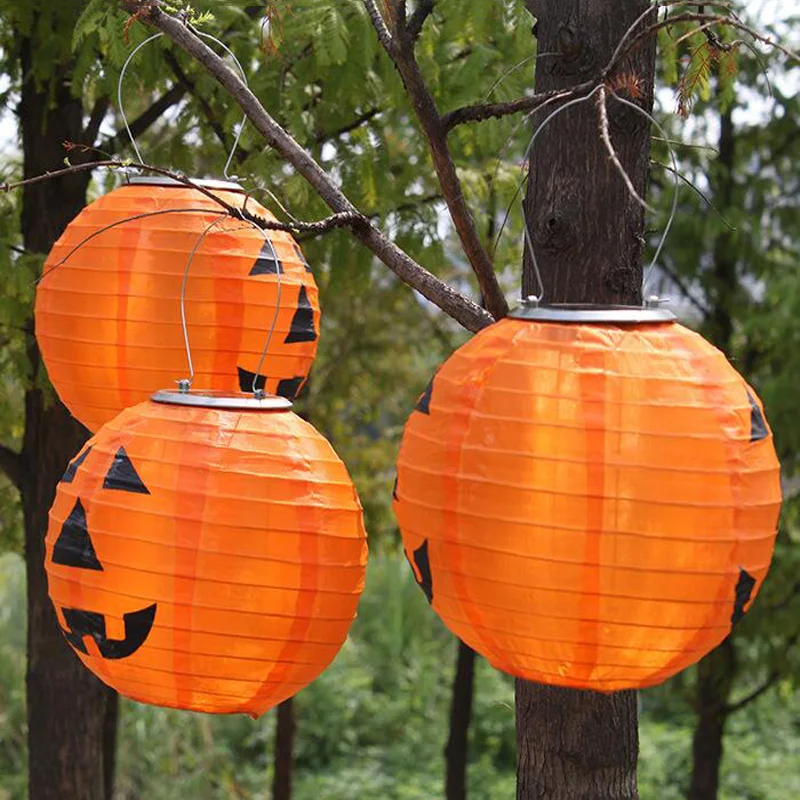 

solar led light outdoor luces navidad decoraciÃ³n Pumpkin pattern hanging ball hanging tree polysilicon lantern night lights