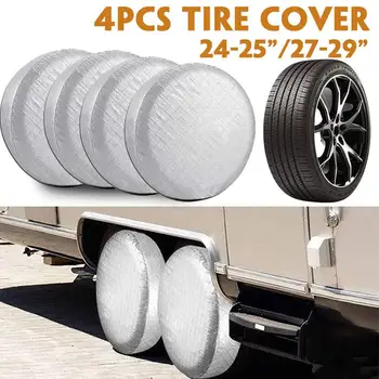 

4pcs 24-25 in 27-29in Tire Covers Tire Protectors RV Wheel Motorhome Wheel Covers Sun Protector Waterproof Aluminum Film