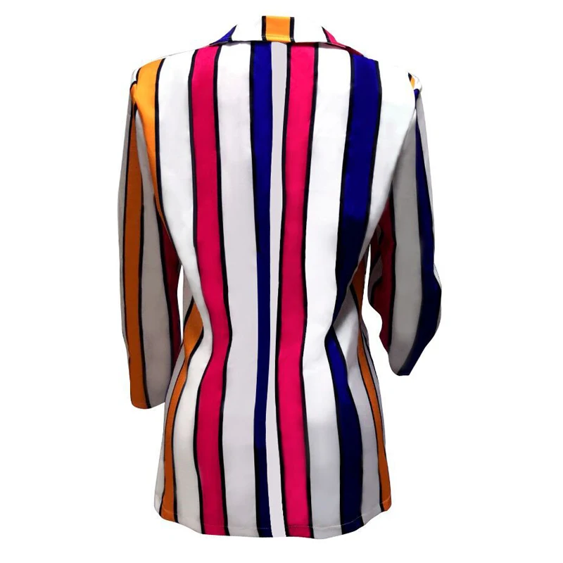 Blazers Women Fashion Street Multicolor Striped 2023 Spring Autumn New Mid Length Oversize Streetwear Single Button Blazer Suit