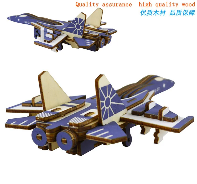 Сью 27-Flanker 3D самолет головоломка Лазерная деревянная модель DIY Дети творческая игрушка ручной работы