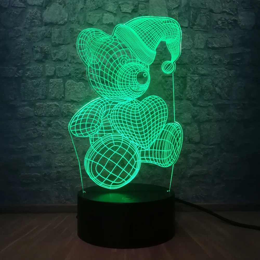 Тедди с медведем Подарочный Любовь Медведь 3D светодиодный градиент Ночник детская спальня спальный стол лампа для детей мальчиков и девочек Лучший милый подарок