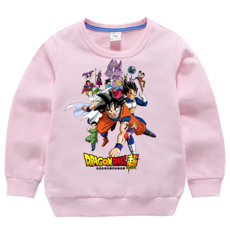 T102A-pink Детские хлопковые толстовки с капюшоном с принтом «Dragon Ball Z super son goku», хлопковый пуловер для девочек, топы для маленьких мальчиков, осенняя одежда - Цвет: T102A-pink